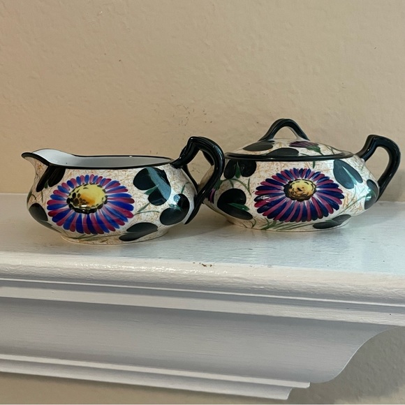 Vintage hand painted Meito china sugar bowl and creamer - Picture 16 of 16